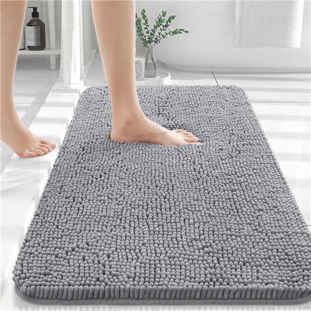 Bathroom Rugs 36x24, Extra Soft Absorbent Chenille Bath Rugs, Rubber Backing